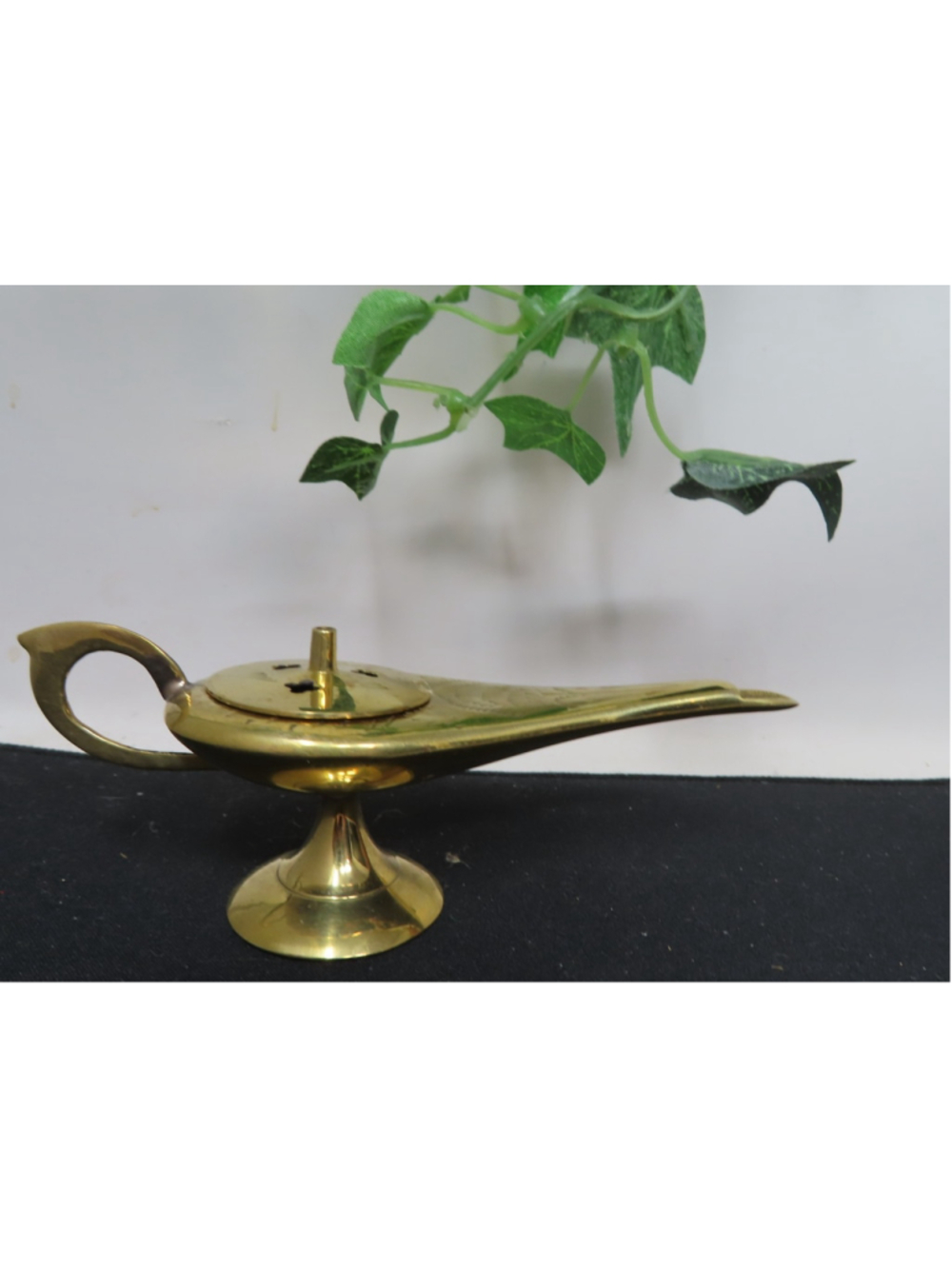 Vintage Solid Brass Genie Lamp Incense Burner Ornate Small 5" Etched Design